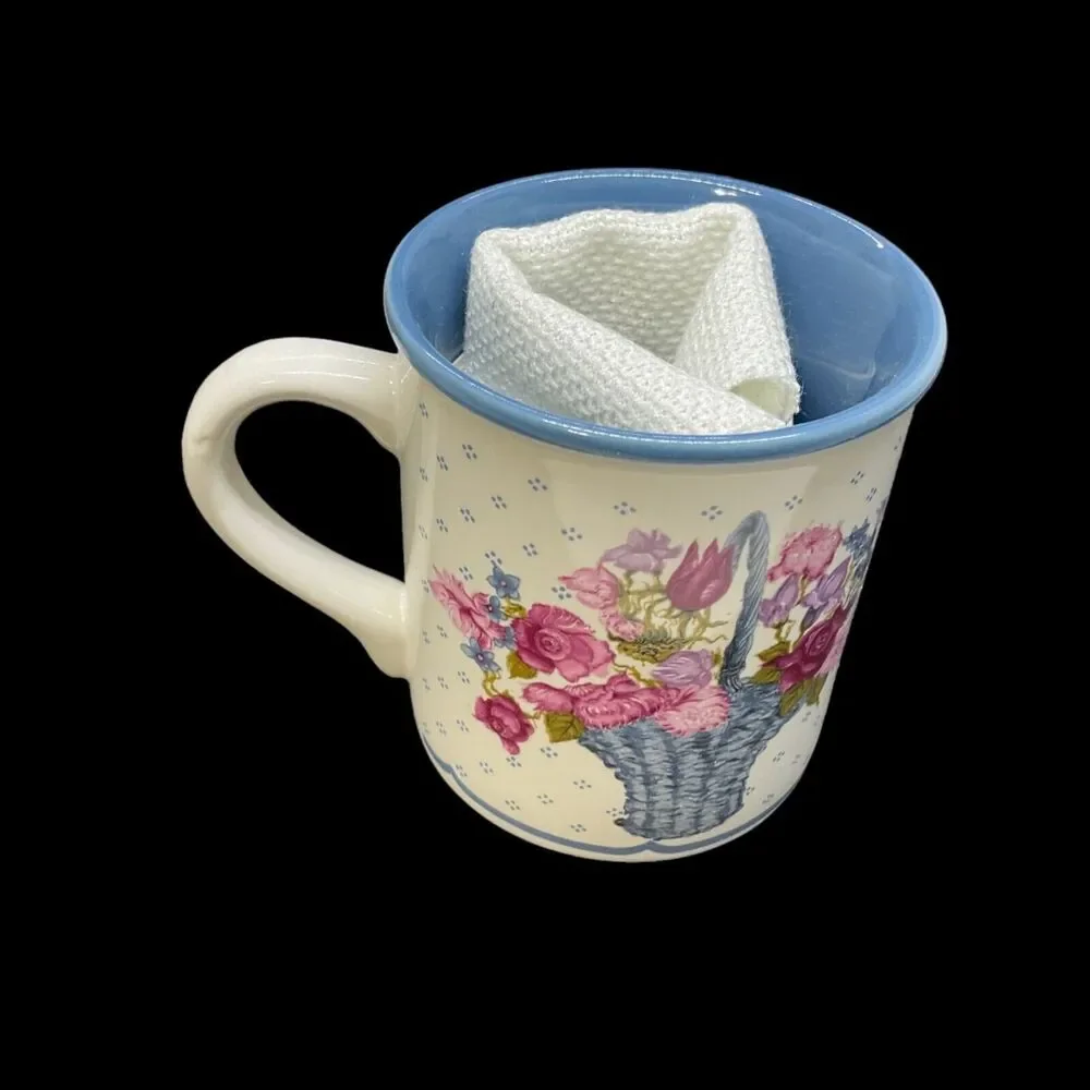 VTG Savannah 1988 Floral Mug And Rug‎ Kit Country Cross Stitch With Box